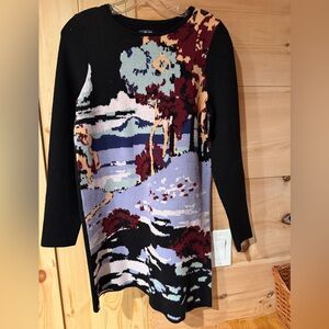 Maeve Black and Multicolor Long Sleeve Dress